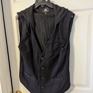 Men's black vest with hood, size Large, $12.